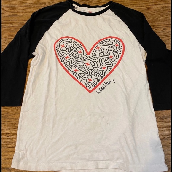Keith Haring Women's Black and White Long Sleeve Tee - Picture 1 of 2